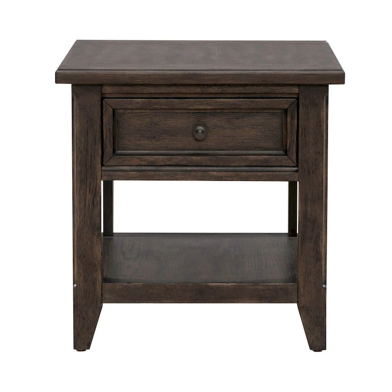 Table d'appoint rectangulaire brun selle