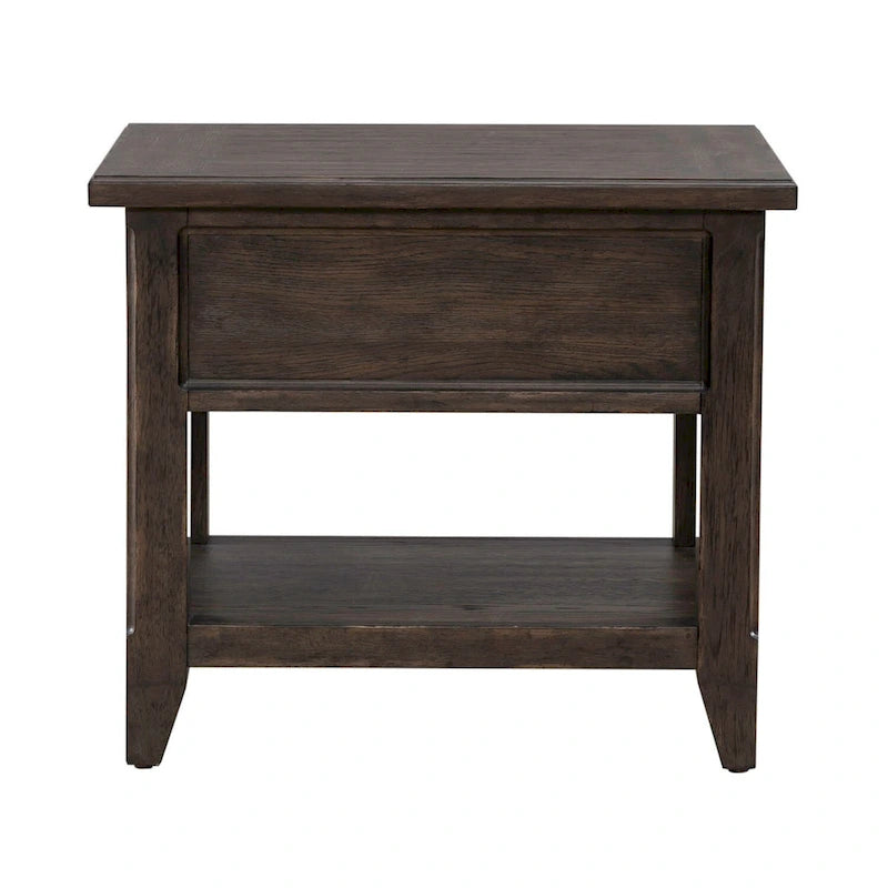 Table d'appoint rectangulaire brun selle