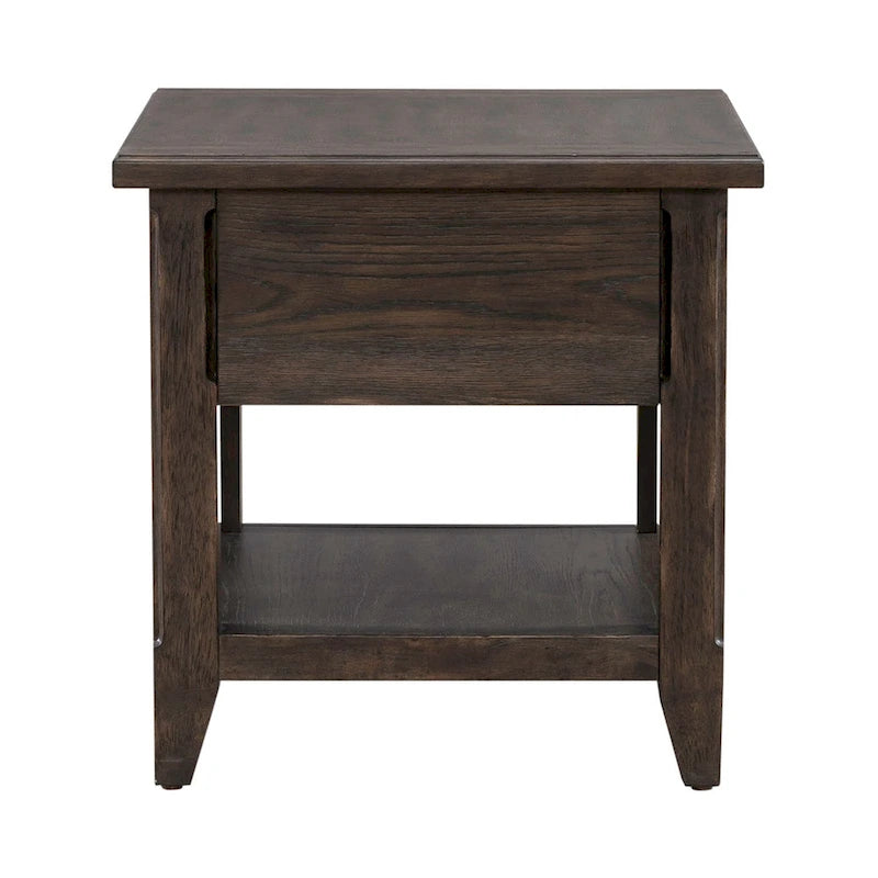 Table d'appoint rectangulaire brun selle