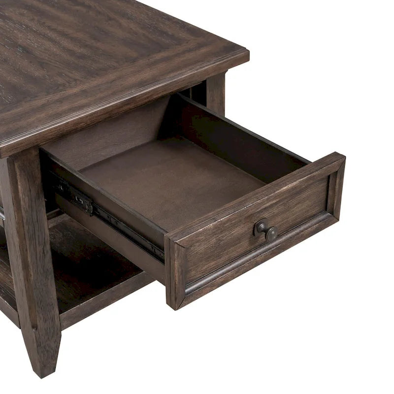 Table d'appoint rectangulaire brun selle