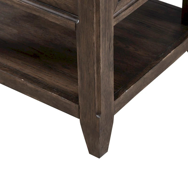 Table d'appoint rectangulaire brun selle