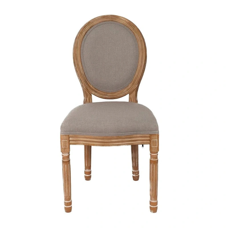 Chaises de salle à manger de style campagnard français à dossier rond, lot de 2, pieds en bois massif
