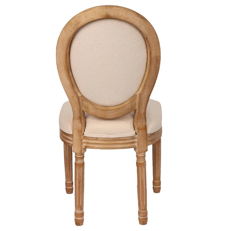 Chaises de salle à manger de style campagnard français à dossier rond, lot de 2, pieds en bois massif