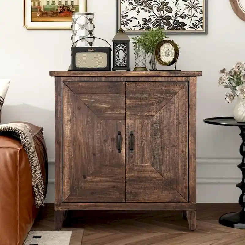 Meuble de rangement 2 portes style bois avec étagères