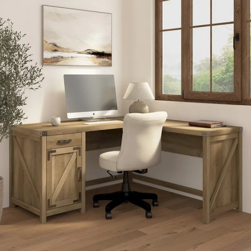 Bureau d'angle 60W avec meuble de rangement